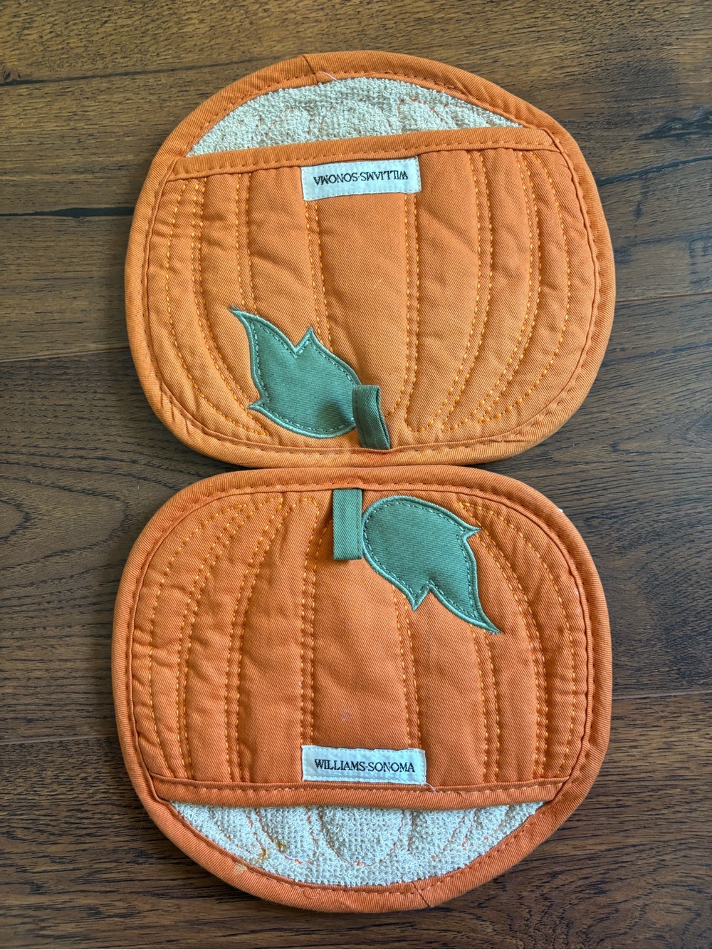 Williams Sonoma Orange Pumpkin Potholders